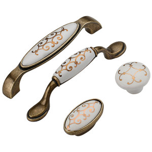 European Style Ceramic Cabinet Handle 6036 6032 Zinc Alloy Bar Pull Drawer Hardware For Furniture - Product Image 2