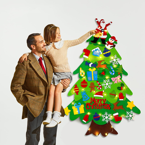 Kit de bricolage en feutre pour arbre de Noël, kit de <span class=keywords><strong>couture</strong></span> pour enfants, décoration murale, jouet fait main avec ornements en velcro, Père Noël, bonhomme de neige, cadeau de Noël - Product Image 1