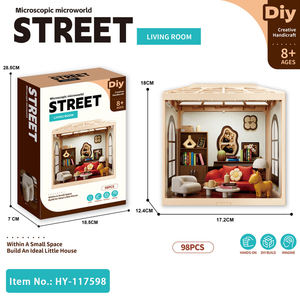 Kit de montage DIY Hanye Micro World : Miniature de salon en plastique avec lumières, boîte colorée, décoration d'intérieur, jeu d'imitation, jouet éducatif pour enfants - Product Image 5