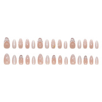 Faux Ongles 3D Transparents à Motifs Floraux, Perles et Étoiles de Mer, Ondulés, Style Français, Esthétique Tendance, Style Européen, Amovibles, 30 Pièces