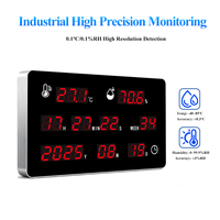 Layar Besar Digital untuk Dinding, Pengukur Suhu dan Kelembapan dengan Tampilan Kalender dan Waktu, Dilengkapi Sensor Alarm, Bodi Aluminium Alloy
