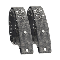 Ceinture en cuir PU gris vieilli à rivets tête de mort gothique pour grossistes, commande en gros