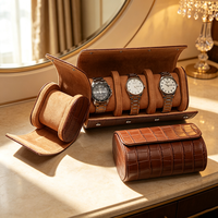 Boîte de rangement enroulable haut de gamme pour montres, en cuir de crocodile, avec logo personnalisé, 1, 2 ou 3 emplacements, pour bijoux et montres, vente en gros