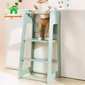 Montessori Foldable Wooden Toddler Kitchen Helper Stool Rainbow Tower Kids Learning Toy Foldable Learning Tower