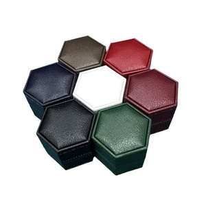 Hexagonal Flip-Top Leatherette Paper Printed Jewelry <b>Box</b> Proposal Wedding Diamond Ring <b>Box</b> <b>Earrings</b> <b>Box</b> Velvet Lining - Product Image 5