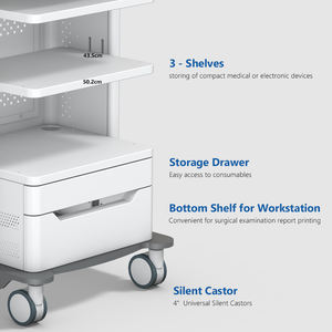 YKD-2101 मोबाइल अस्पताल एंडोस्कोप कार्ट ट्रॉली 3-शेल्फ धातु आधुनिक डिजाइन चीन द्वारा आपूर्ति की गई ऊंचाई समायोज्य सुविधा के साथ - Product Image 6