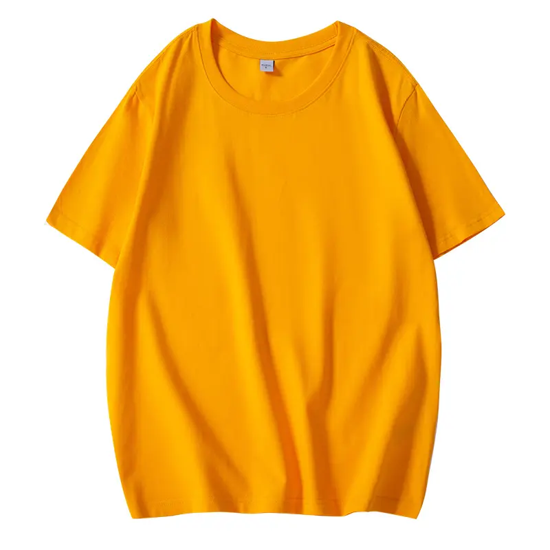 Kaus lengan pendek katun ice silk musim panas untuk pria dan wanita, T-shirt longgar warna solid lengan setengah, motif kustom untuk pria dan wanita