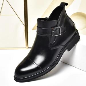 Botas Chelsea para Hombre, de Cuero Genuino, Punta Redonda, Correa con Hebilla, Suela de Goma Antideslizante, Zapatos Formales de Negocios para Otoño - Product Image 2