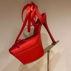 Sandales en soie uniques Stolettos - Chaussures de soirée à plateforme sexy 2025, talons fins à plateforme pour femmes - Product Image 4