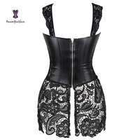 Robe Corset Noir Rouge Marron avec Jupe en Dentelle Sexy Faux Cuir Synthétique Bustier Zip Full Body Shaper Plus La Taille XXXXXXL Costume