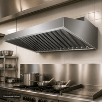 Kap Ventilasi Dapur Komersial Bahan Stainless Steel dengan Filter Baffle untuk Restoran