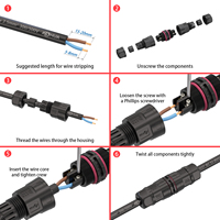 Connecteur de câble AOHUA M20 droit homologué UL, étanche IP67, à fixation par vis 2/3/4 broches pour éclairage LED extérieur