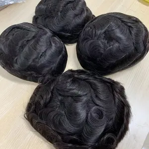 Toupee peruca macia suíça 32mm, de alta qualidade homens ondulado 8x10 remy cabelo indiano 100 cabelo humano renda cheia toupees