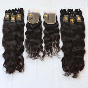 Usine en gros cheveux bruts vietnamiens avec fermetures paquets de cheveux humains indiens bruts avec fermeture frontale avec paquet de cheveux vierges bruts - Product Image 1