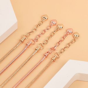 High quality simple adjustable DIY <b>Beaded</b> snake bone basic <b>bracelet</b> Customizable Heart <b>Charm</b> <b>bracelet</b> - Product Image 6