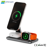 Station de charge sans fil magnétique pliable 3 en 1 25W pour téléphone portable, écouteurs et montre, charge rapide QC3.0 Type-C, chargeur de bureau