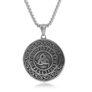 Collar con Colgante de Símbolo Vikingo, Acero Inoxidable Plateado, Diseño Geométrico, Joyería para Hombre, Cadena de 24 cm - Product Image 5
