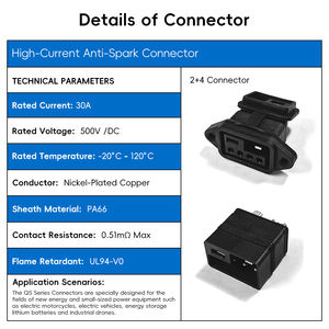 Connecteur de batterie pour véhicule électrique, vélo électrique, moteur électrique, 2+4 broches mâle et femelle, avec capuchon étanche et conception anti-insertion. - Product Image 2