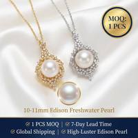 Collier tendance avec pendentif en forme d'aile en perle d'eau douce Edison de qualité AAA de 10-11 mm avec chaîne à maillons en laiton pour femmes et enfants