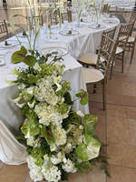 Vente en gros usine : Composition florale artificielle verte d'hortensias et de roses blanches pour mariage, comptoir de bar, centre de table et décoration d'allée