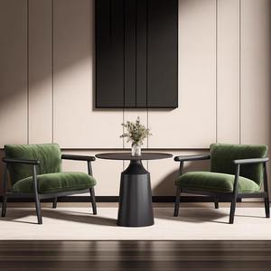 Ensemble de chaises de réception design minimaliste, fauteuil en velours vert avec table ronde pour café, salon ou espace de réunion - Product Image 1
