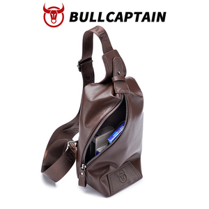 Bolso de Pecho BULLCAPTAIN para Hombre, de Cuero Genuino, Bolso Bandolera Clásico, con Bolsillo para Teléfono Celular, para Uso en Exteriores - Product Image 6