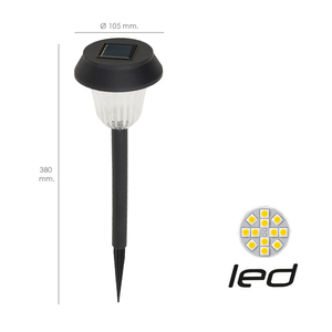Lampada solare da giardino, plastica, 10,5 x 38 cm. Protezione IP44 - Product Image 2