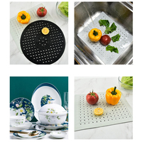 Séchage de la vaisselle Protecteur d'isolation thermique multifonctionnel Vidange rapide Table de cuisine Antidérapant Caoutchouc souple silicone Tapis d'évier