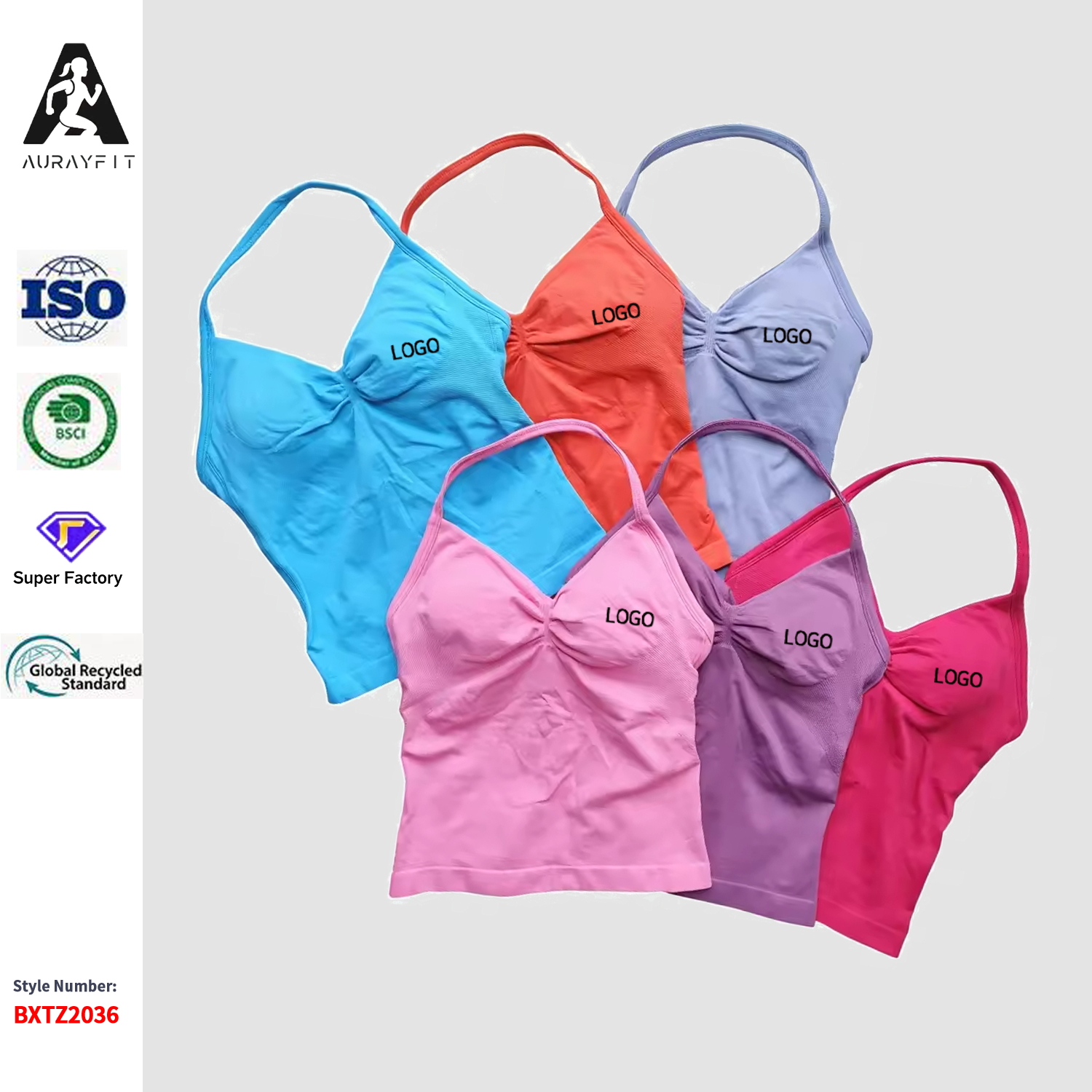 NO LOGO Women's Breathable Knit Longline Strappy Backless High Support Gym Tank Top for Running Yoga