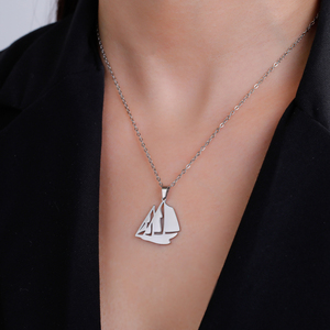 Marin voilier en acier inoxydable collier marin <span class=keywords><strong>Viking</strong></span> bateau Pirate pendentif mode aventure bijoux cadeaux pour les femmes - Product Image 4