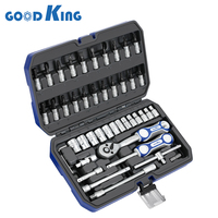 GOODKING Jeu de 46 douilles universelles à cliquet pour mécanicien manuel Boîte à outils 14601
