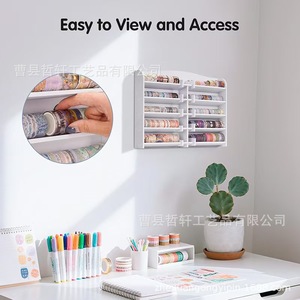 Washi Tape Organizer Wooden <b>Shelf</b> Multi Layer <b>Wall</b> <b>Mounted</b> Storage Rack For Office Desk Craft Supplies - Product Image 3