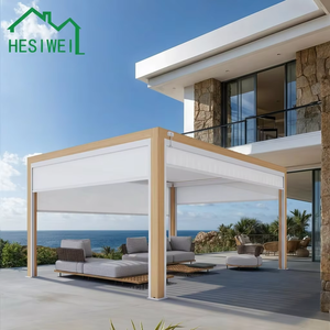 Pergola in Alluminio Verniciato a Polvere Grigio Scuro con Finitura Naturale Resistente alla Corrosione per Giardino di Villa - Product Image 5