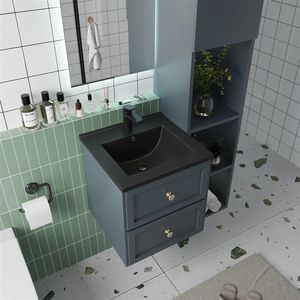 Lavabo de Cerámica Moderno de un Solo Orificio, Delgado y Mate, para Baño, con Encimera Negra, Venta al Por Mayor de Fábrica - Product Image 1