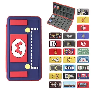 24 Khe Cắm ABS Silicone 3D dập nổi trò chơi <span class=keywords><strong>SD</strong></span> Thẻ Hộp mực Thẻ nhớ bảo vệ hộp chủ trường hợp đối với Nintendo chuyển đổi 2 OLED Lite - Product Image 1