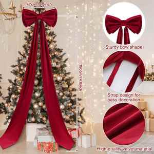 Fluffy Velvet <b>Christmas</b> Bows 60-100cm for Backdrop Party Room Wall Decor & <b>Christmas</b> Tree Decoration (As Picture Shows) - Product Image 2