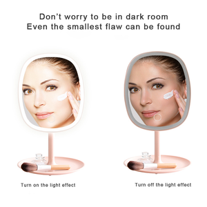 <span class=keywords><strong>2025</strong></span> Bán hàng nóng bán buôn thời trang xách tay hình bầu dục LED máy tính để bàn trang điểm gương với lưu trữ đĩa - Product Image 5