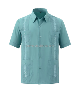 Mens guayabera Áo sơ mi cho nam giới Cuba Mexico Ngắn Tay Áo guayabera nút lên áo sơ mi áo sơ mi <span class=keywords><strong>4</strong></span> túi - Product Image 4