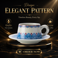 Ensemble de tasses et soucoupes en porcelaine traditionnelle bleu et blanc à motif de fleurs de prunier, tasse à café en céramique de style oriental avec emballage cadeau