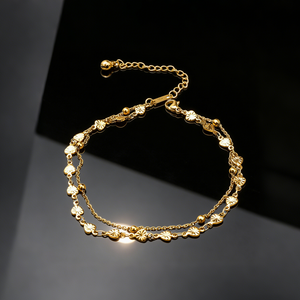 थोक स्टेनलेस स्टील पायल 18k महिलाओं के गुलाब सोना चढ़ाया डबल-परत समुद्र तट सरल बोहेमियन टखने - Product Image 1