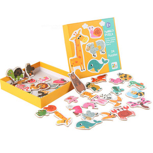 New design Children Baby paper carton Animal <span class=keywords><strong>pig</strong></span>/bear Cognition Puzzle toys wholesale custom fruit Apprentissag - Product Image 6