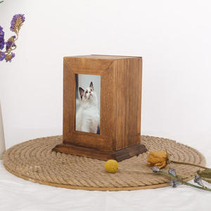 Toptan cenaze tedarik Pet ahşap kutu pet tabut evcil urn ahşap urn için fotoğraf çerçevesi ile kedi - Product Image 4