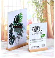 Support de présentoir de panneau magnétique acrylique à Base de bois publicitaire Transparent