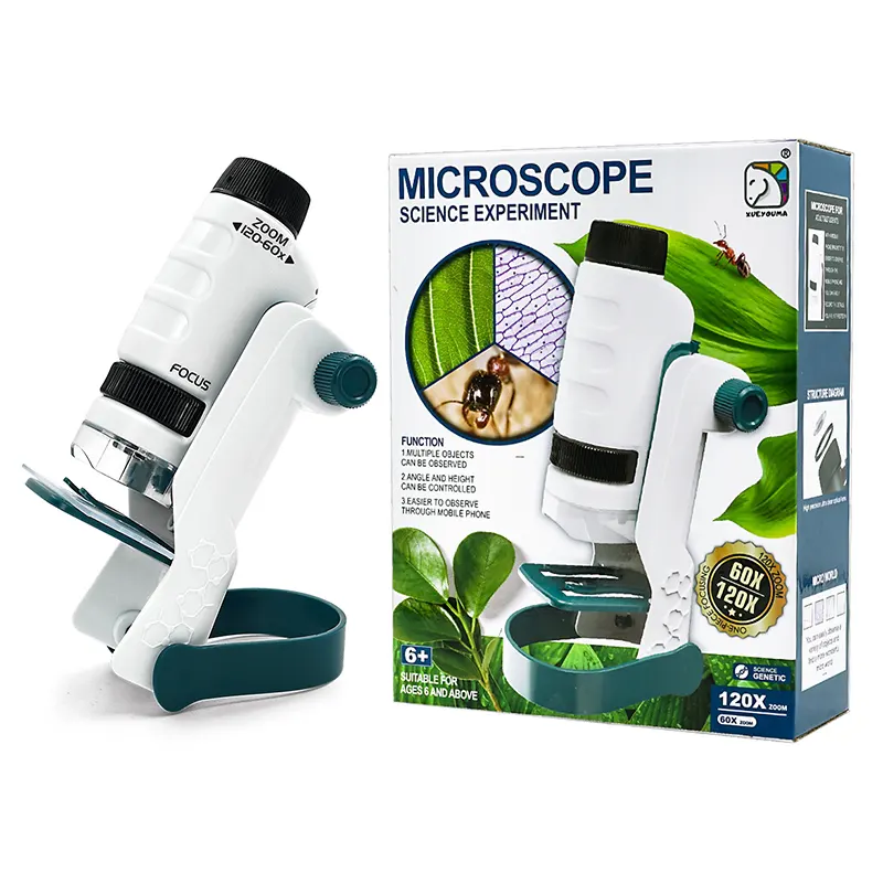 STEM – Microscope scientifique Portable 3 en 1 pour enfants, Kit scientifique de géologique, jouets