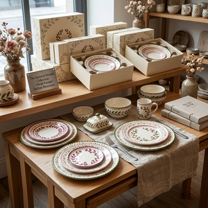 Juego de Platos de Cerámica con Diseño Floral Vintage Francés, Juego de Platos de Porcelana para Bodas, <span class=keywords><strong>Vajilla</strong></span> para Restaurantes, Venta al por Menor - Product Image 3