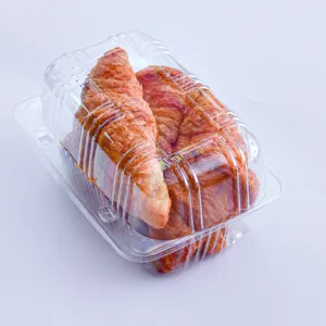 乐穗再生宠物透明塑料容器一次性铰链盖包装糕点羊角面包瑞士卷蛋糕