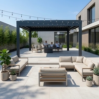 Pergola bioclimatique moderne en aluminium Sweet Home avec toit motorisé rotatif, éclairage LED intégré, gazebo durable pour villa, terrasse, piscine