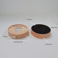Base de lampe LED en bois à brancher pour diffuseur d'arômes de chambre à coucher, design moderne avec fonction 3D et porte-gobelet en cristal