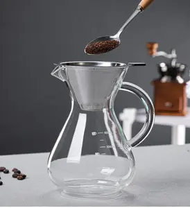 Uzun borosilikat cam kahve makinesi yüksek sıcaklığa dayanıklı döküm-over kahve paylaşımı pot