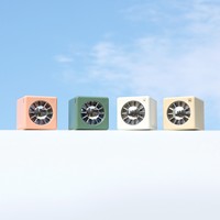 Ventilateur de bureau géométrique carré, mini ventilateur portable à accrocher à la taille, ventilateur USB silencieux à 3 vitesses intégré, design empilable type blocs de construction musicaux